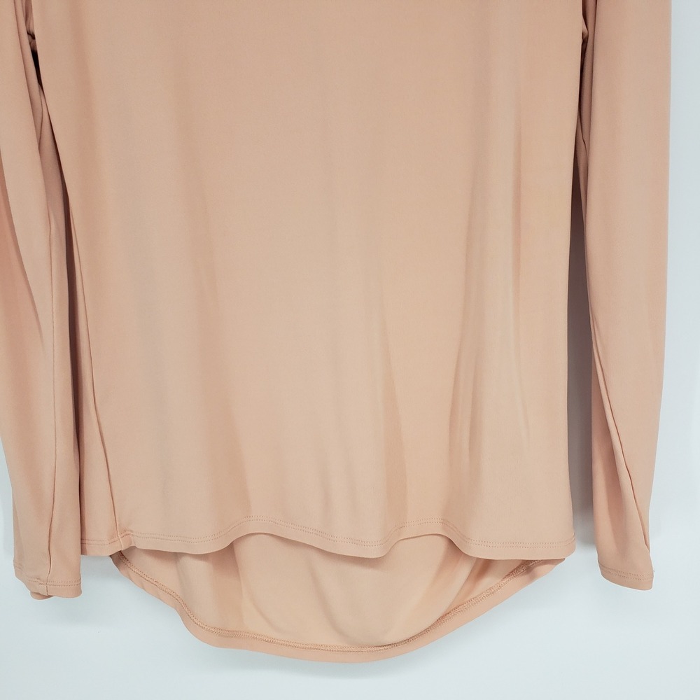 Armani Exchange Draped V-Neck Top Womens S Peach Long Sleeve Minimalist Blouse - Picture 7 of 8